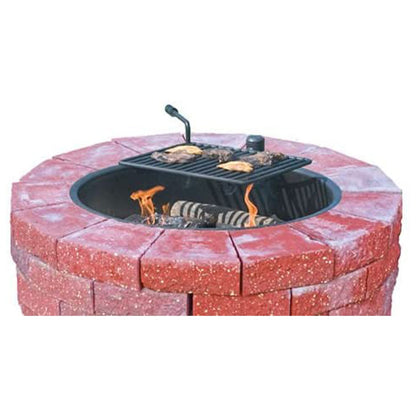 Pilot Rock 30.5 Inch Steel Ground Fire Pit Ring and Metal Cooking Grate, Black