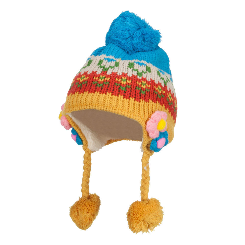 Girl's Flowers Detailed Ski Beanie