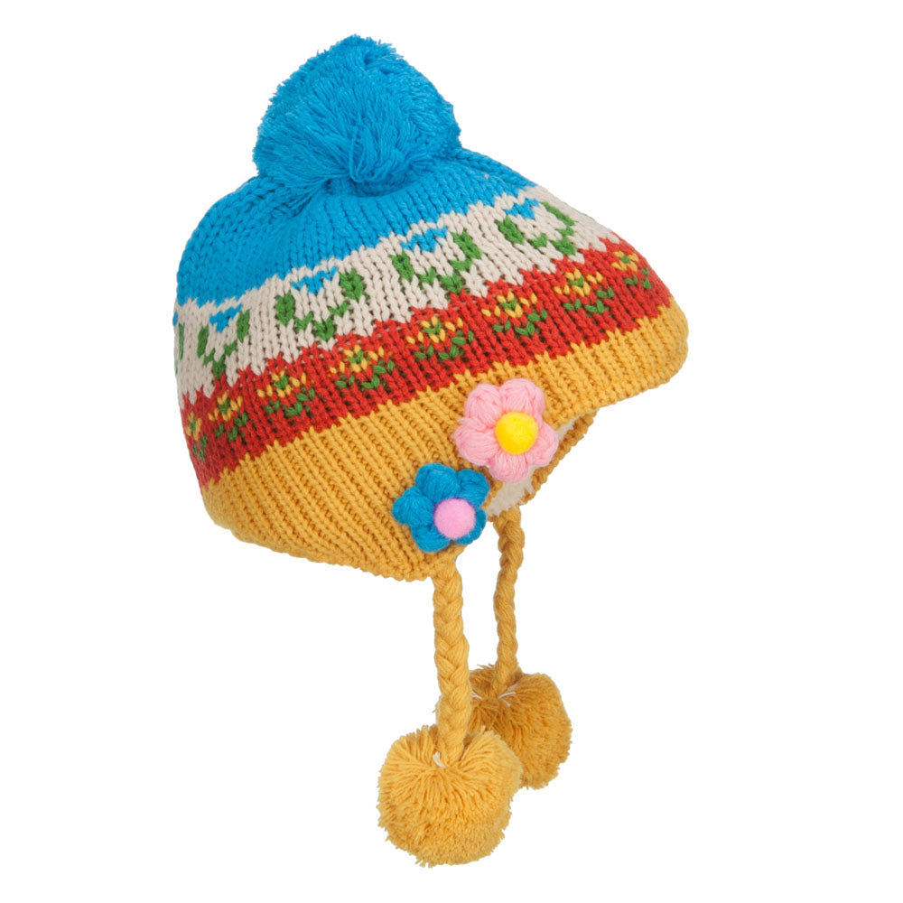 Girl's Flowers Detailed Ski Beanie