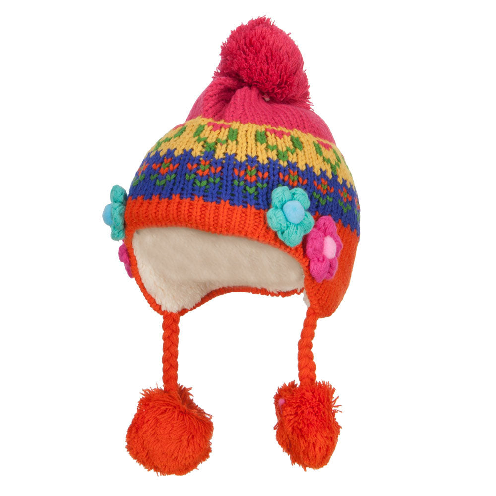 Girl's Flowers Detailed Ski Beanie