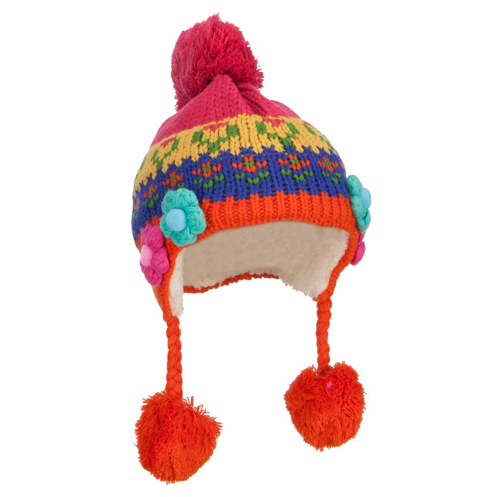 Girl's Flowers Detailed Ski Beanie