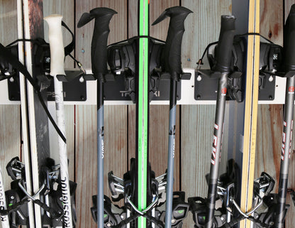 Garage Wall Rack Organizer for Yard Tools, Gear & Equipment, Skis or Snowboard by Bindings