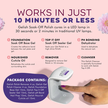 Gelish Full Size Gel Nail Polish Soak Off Remover and Cleanser Basic Care Kit