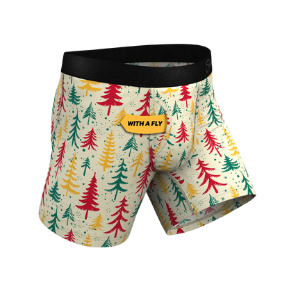 The Pine Tree Playboy | Retro Christmas Trees Ball Hammock® Pouch Underwear With Fly