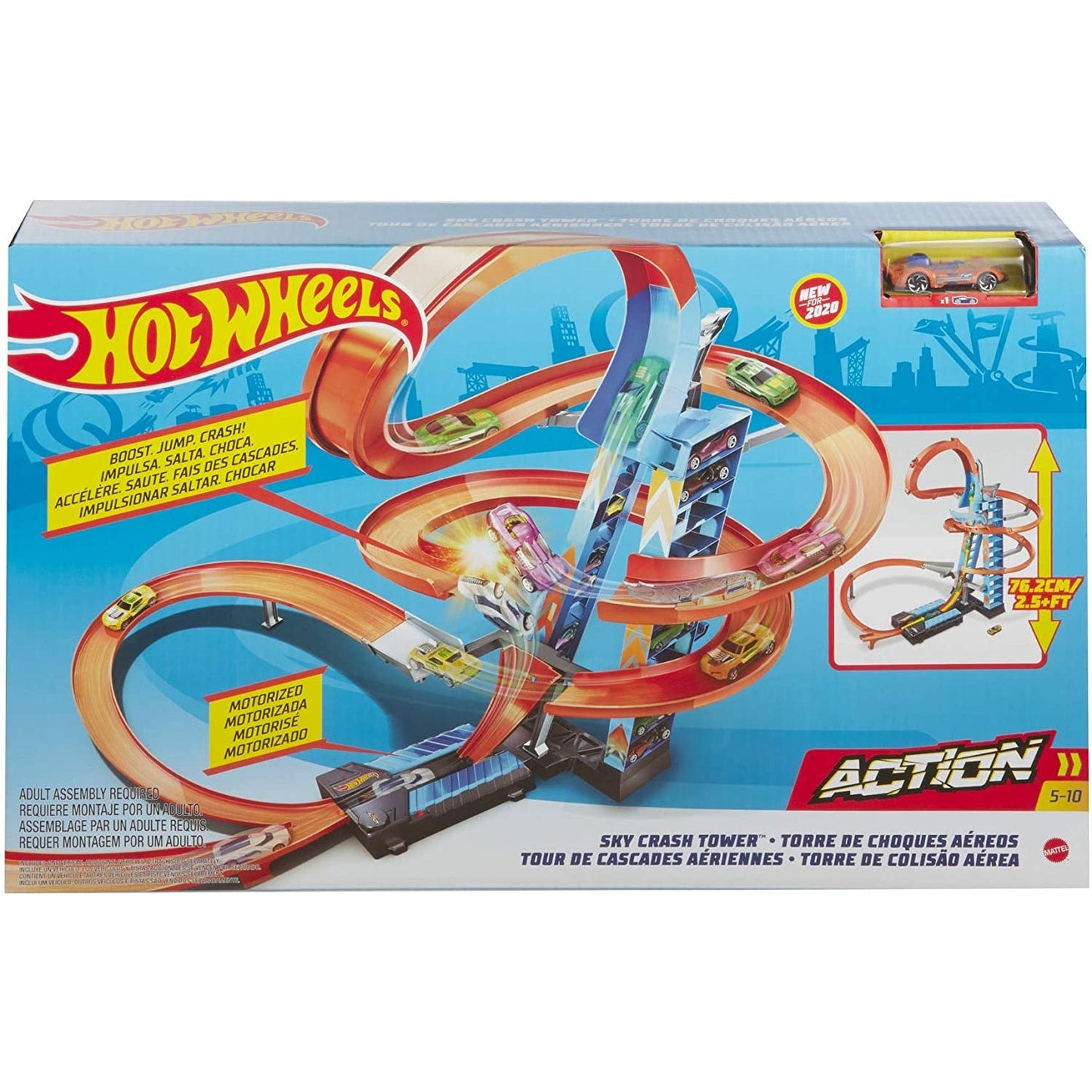 Hot Wheels GJM76 Action Sky Crash Tower Trackset Motorized Racing Playset Toy