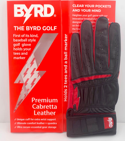 THE BYRD GOLF GLOVE - BLACK / RED