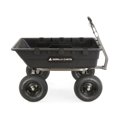 Gorilla Carts Heavy Duty Poly Yard Dump Cart Garden Wagon with 16 Inch Tires