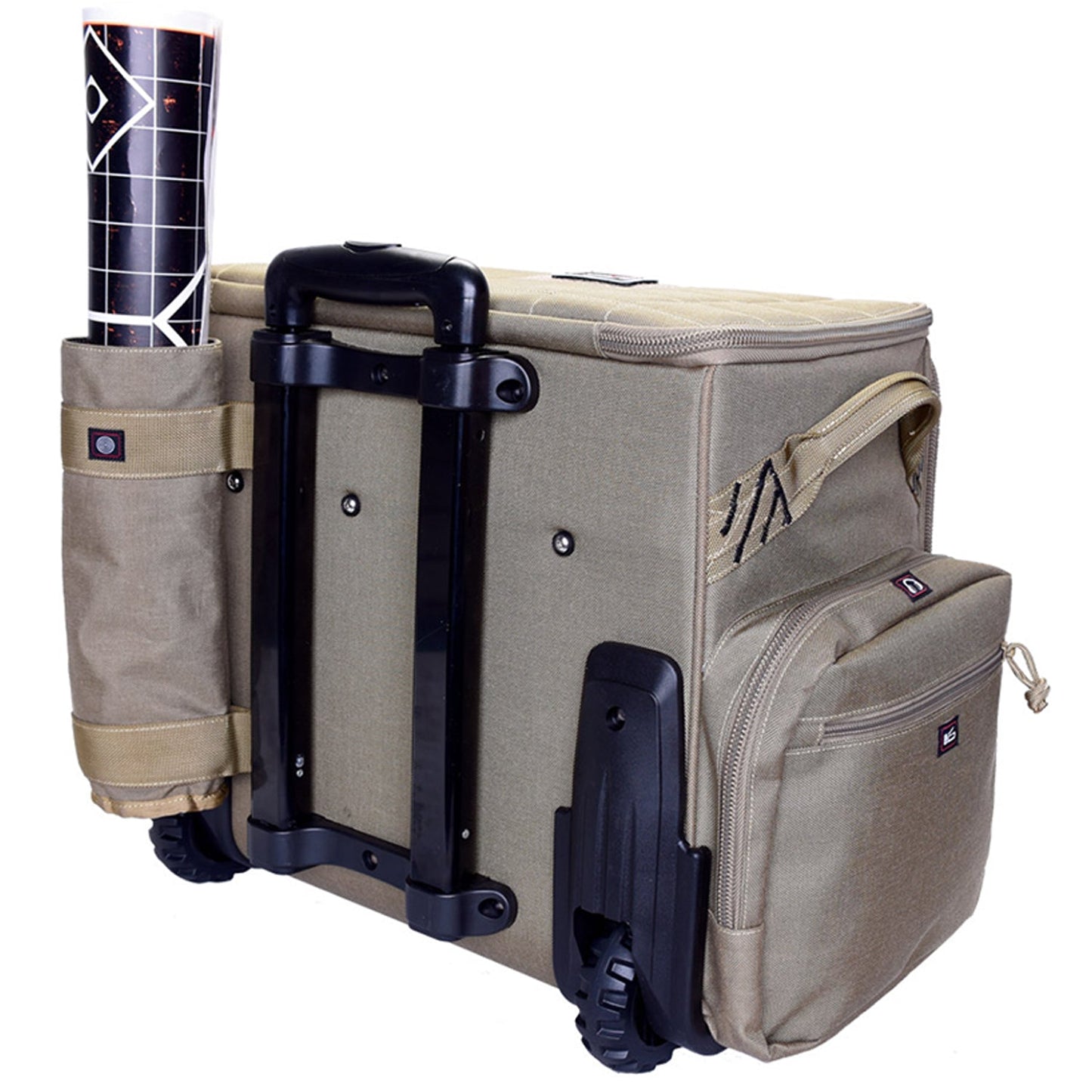 GPS Tactical Rolling Range Case Bag For Shooting Gear, 10 Handguns, & Ammo, Tan