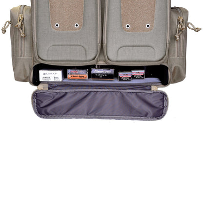 GPS Tactical Rolling Range Case Bag For Shooting Gear, 10 Handguns, & Ammo, Tan