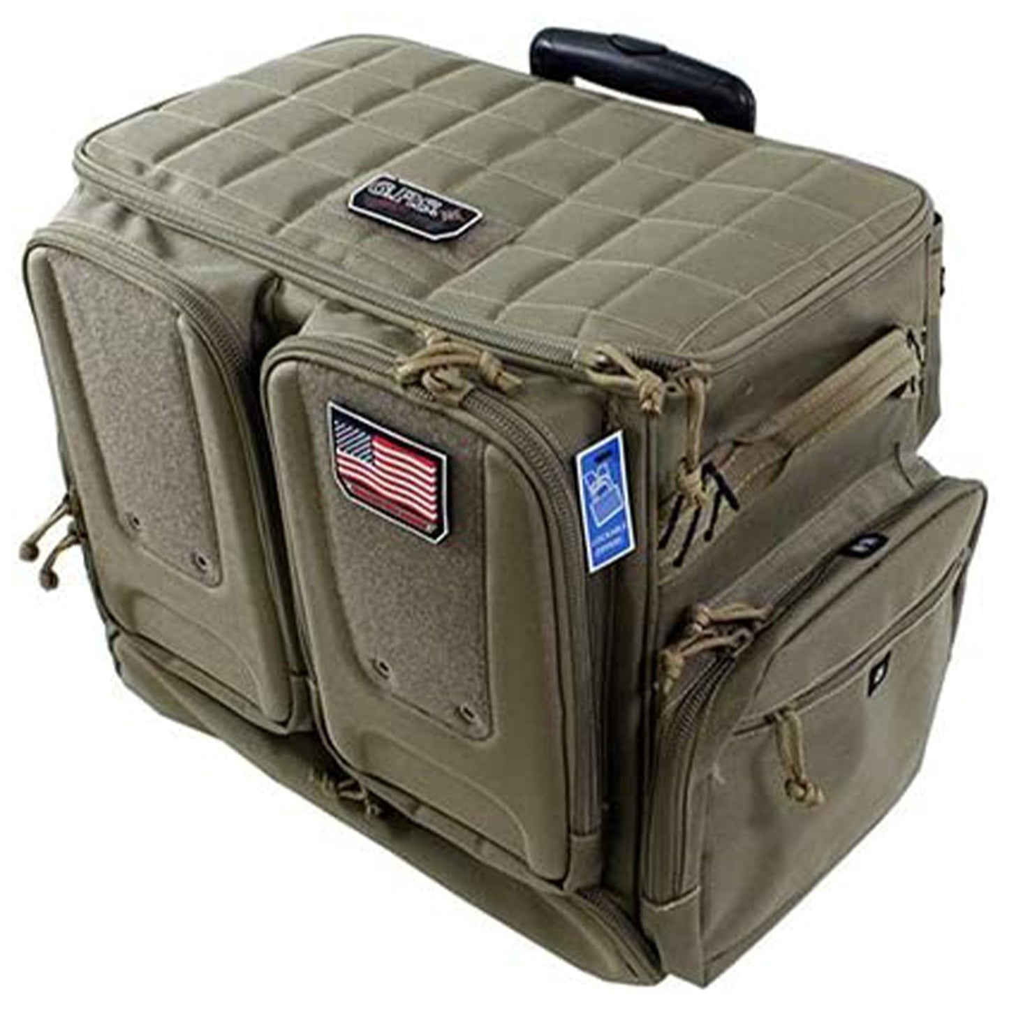 GPS Tactical Rolling Range Case Bag For Shooting Gear, 10 Handguns, & Ammo, Tan