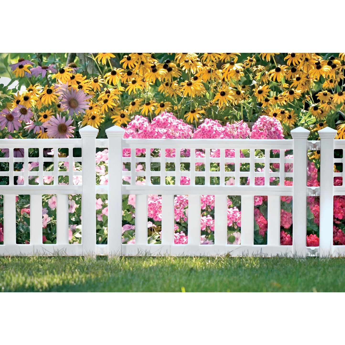 Suncast Grand View 14.5 x 24 Inch Resin Yard Garden Border Fence, White (3 Pack)