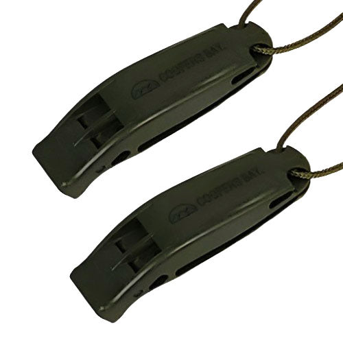 Safety Whistle, Clip-On with Neck Lanyard, 2-pack