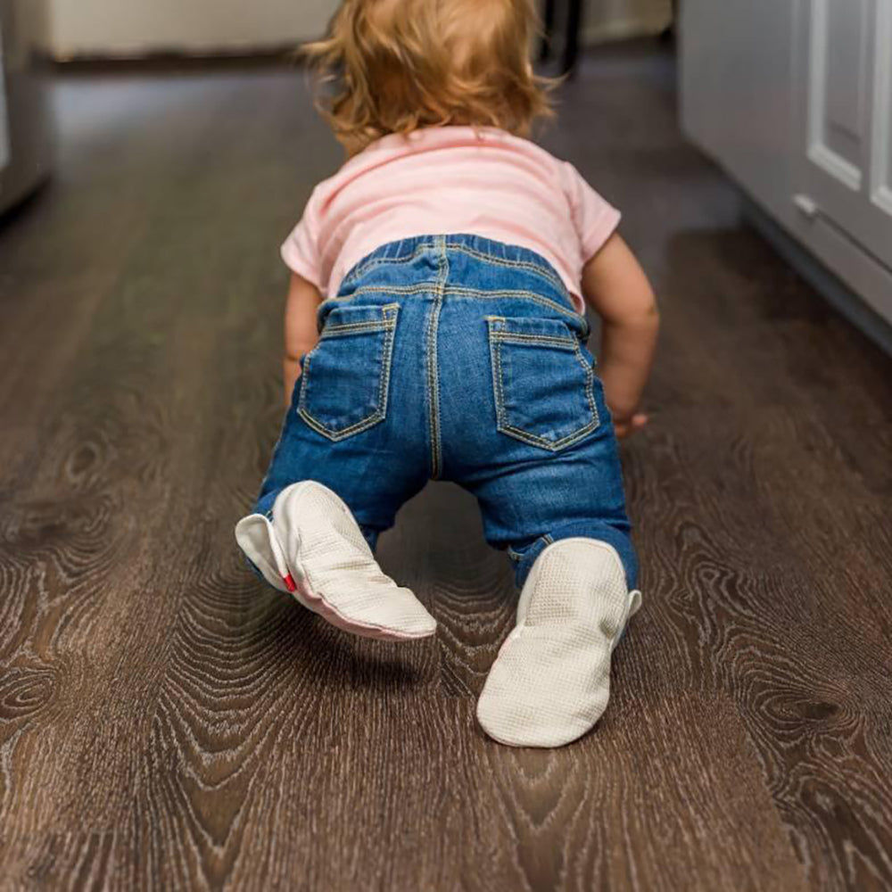 Goumikids Super Soft Organic Stay On Baby Gripper Boots Booties, 6-12M Aqua