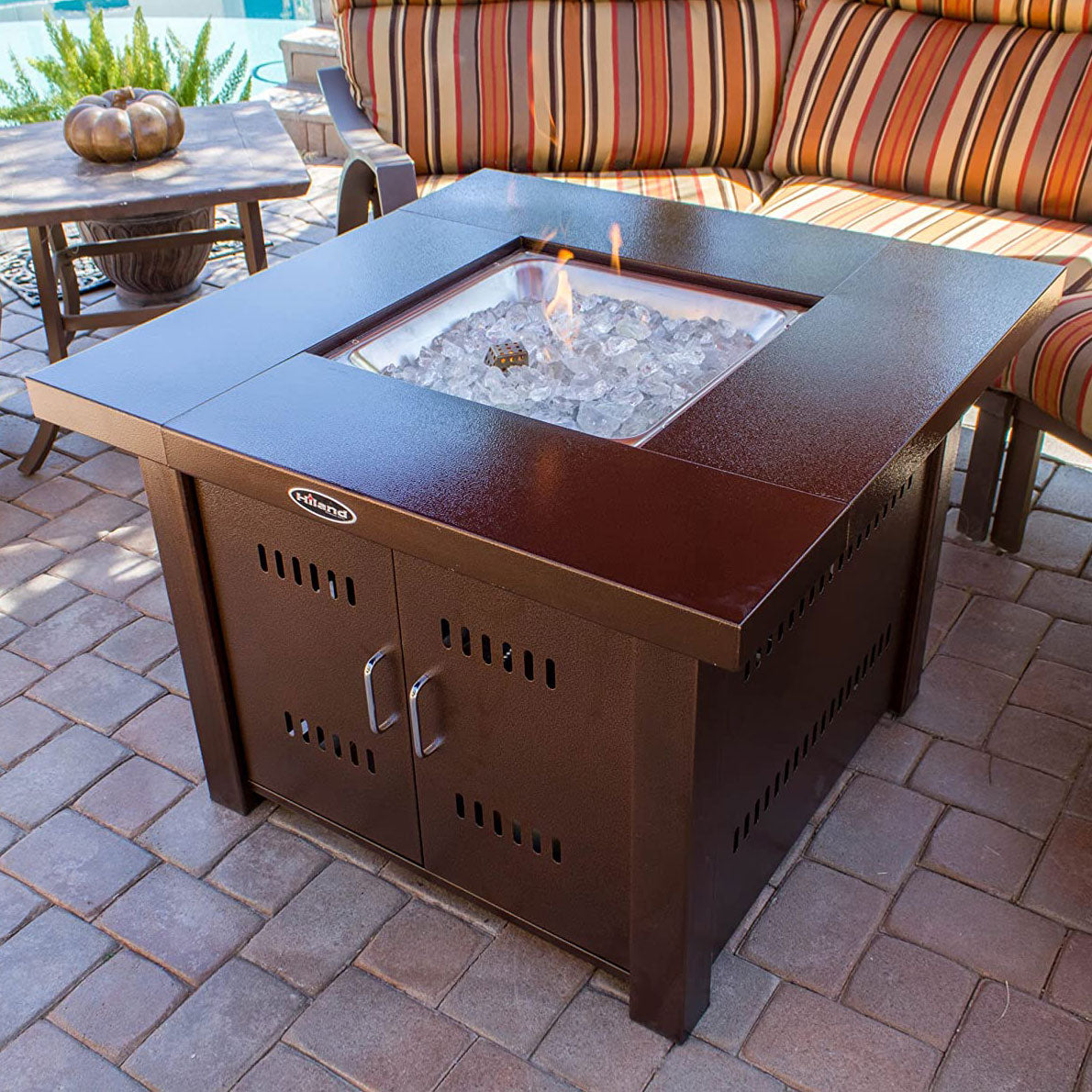 AZ Patio Heaters GS-F-PC Fire Pit 38 In 40,000 BTU Table w/ Glass Beads, Bronze