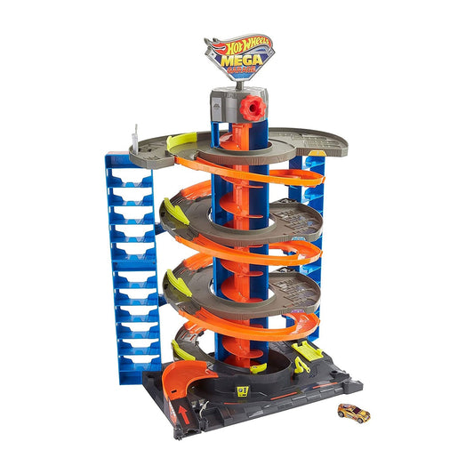 Hot Wheels City Mega Garage Playset w/ Corkscrew Elevator & Storage for 60+ Cars