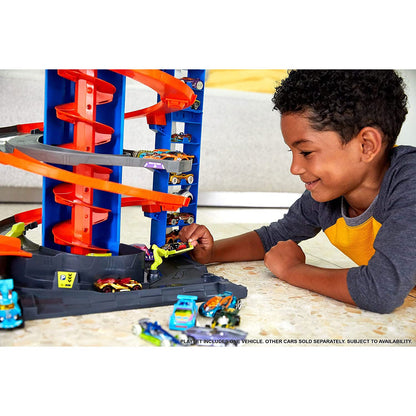 Hot Wheels City Mega Garage Playset w/ Corkscrew Elevator & Storage for 60+ Cars