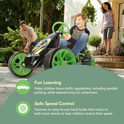 hauck Sirocco Racing Clutch Free Go Kart with Low Profile Rubber Tires, Green