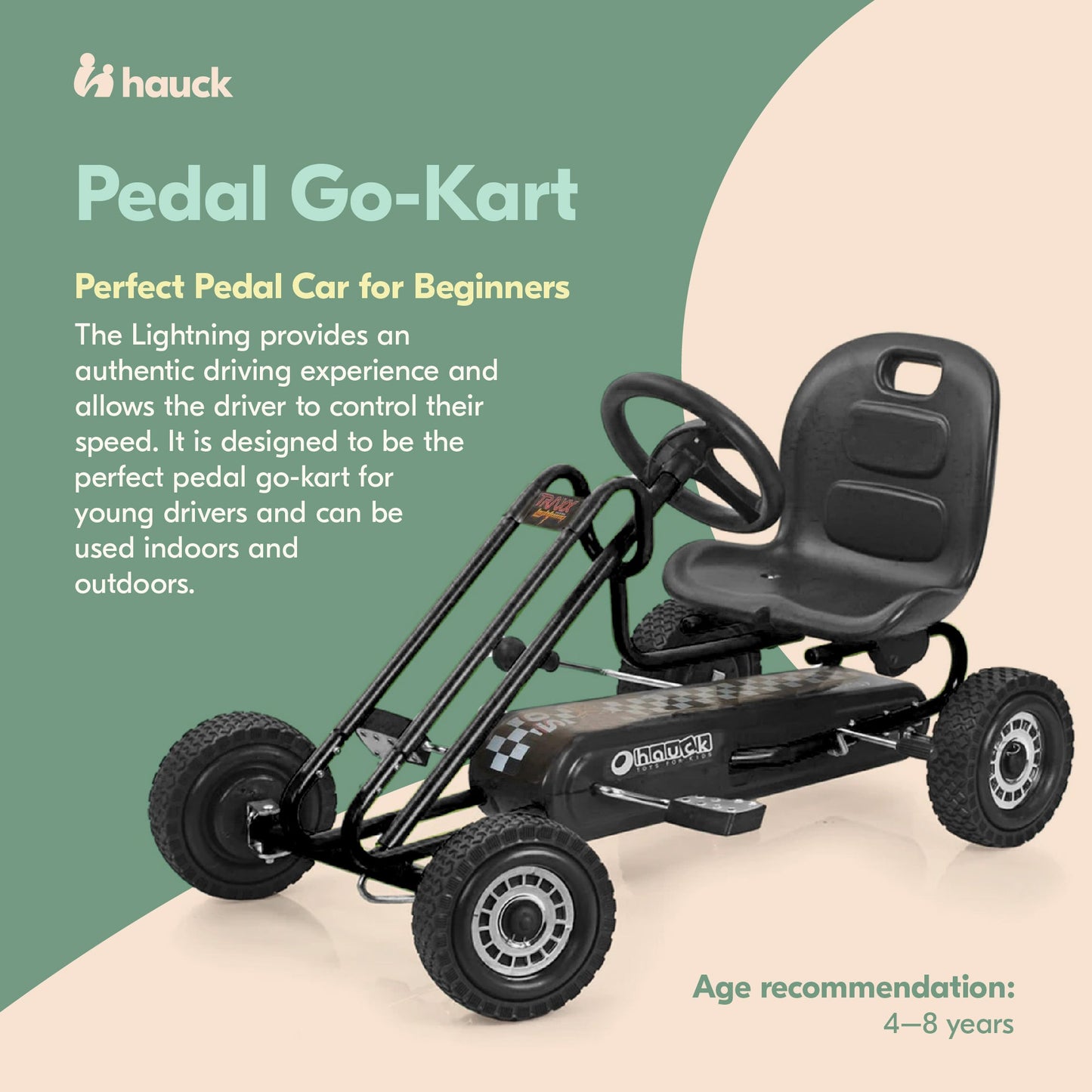 hauck Ergonomic Pedal Ride On Go Kart Toys for Boys and Girls Ages 4 to 8, Black