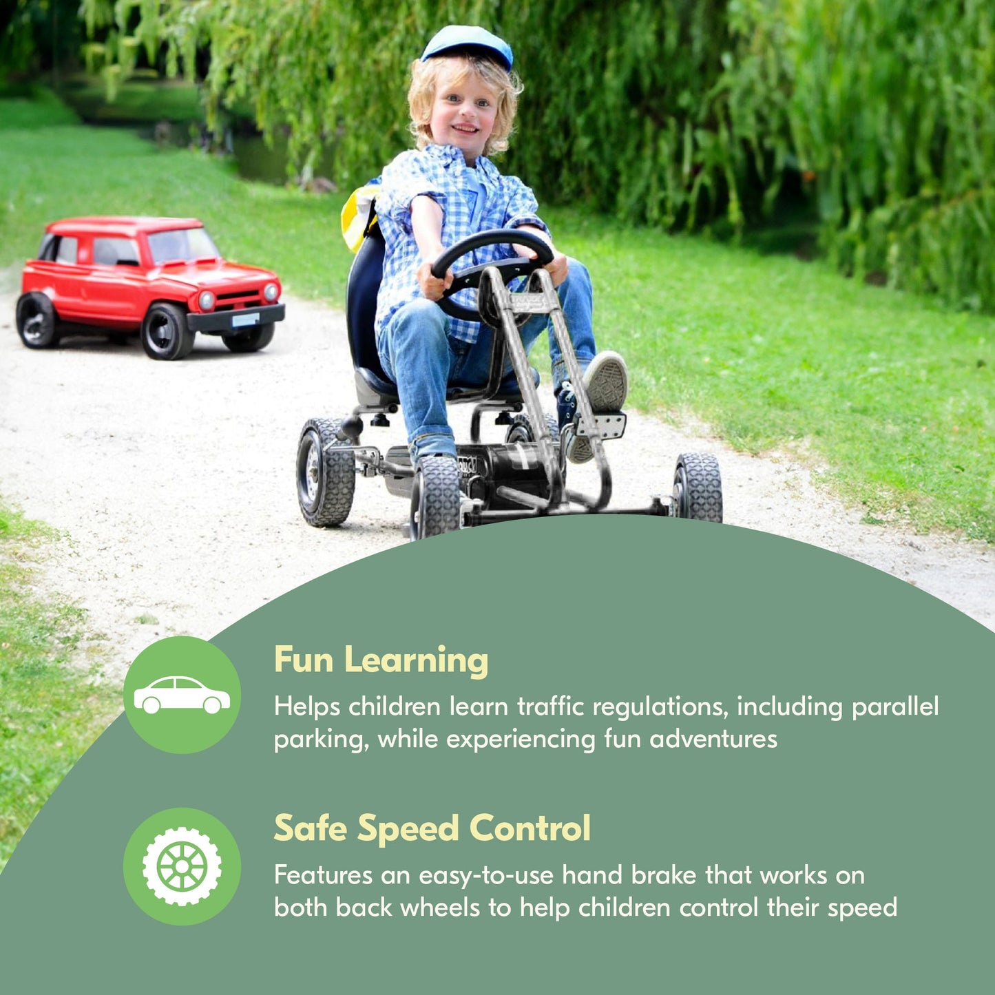 hauck Ergonomic Pedal Ride On Go Kart Toys for Boys and Girls Ages 4 to 8, Black