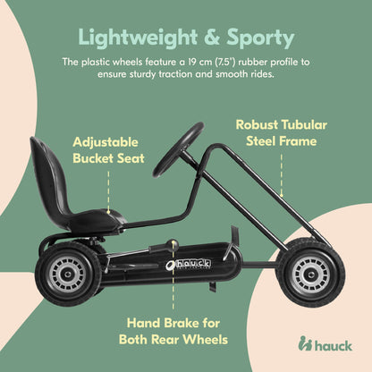 hauck Ergonomic Pedal Ride On Go Kart Toys for Boys and Girls Ages 4 to 8, Black
