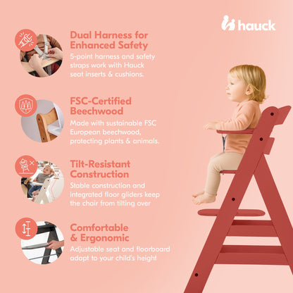 hauck Alpha+ Grow Along Adjustable Wooden Highchair, Beechwood, Cork Finish