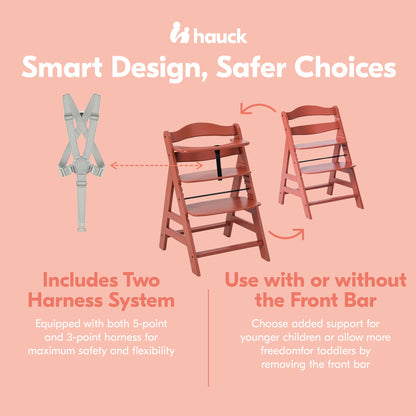 hauck Alpha+ Grow Along Adjustable Wooden Highchair, Beechwood, Cork Finish