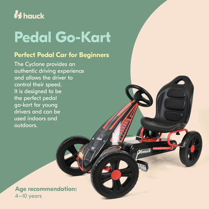 Hauck Cyclone Pedal Go Kart with Adjustable Bucket Seat for Kids Ages 4 to 8