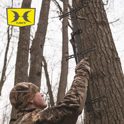 Hawk Combat Hang On Tree Stand with Set of 3 Helium Treestand Climbing Sticks