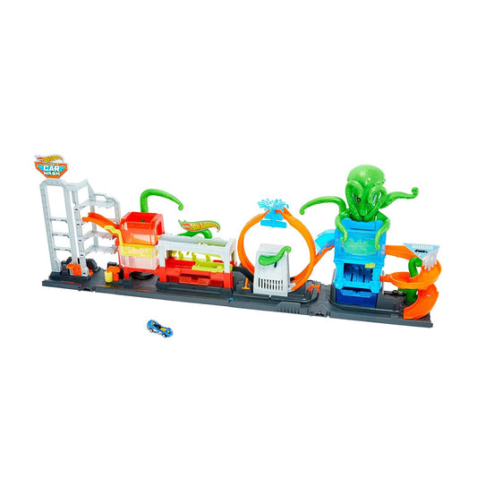 Hot Wheels City Ultimate Octo Car Wash Playset with Color Changing Car, Ages 4+