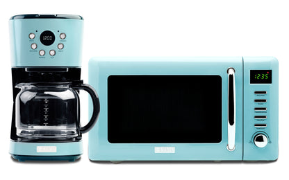 Haden Heritage 12 Cup Programmable Coffee Maker with Countertop Microwave, Blue