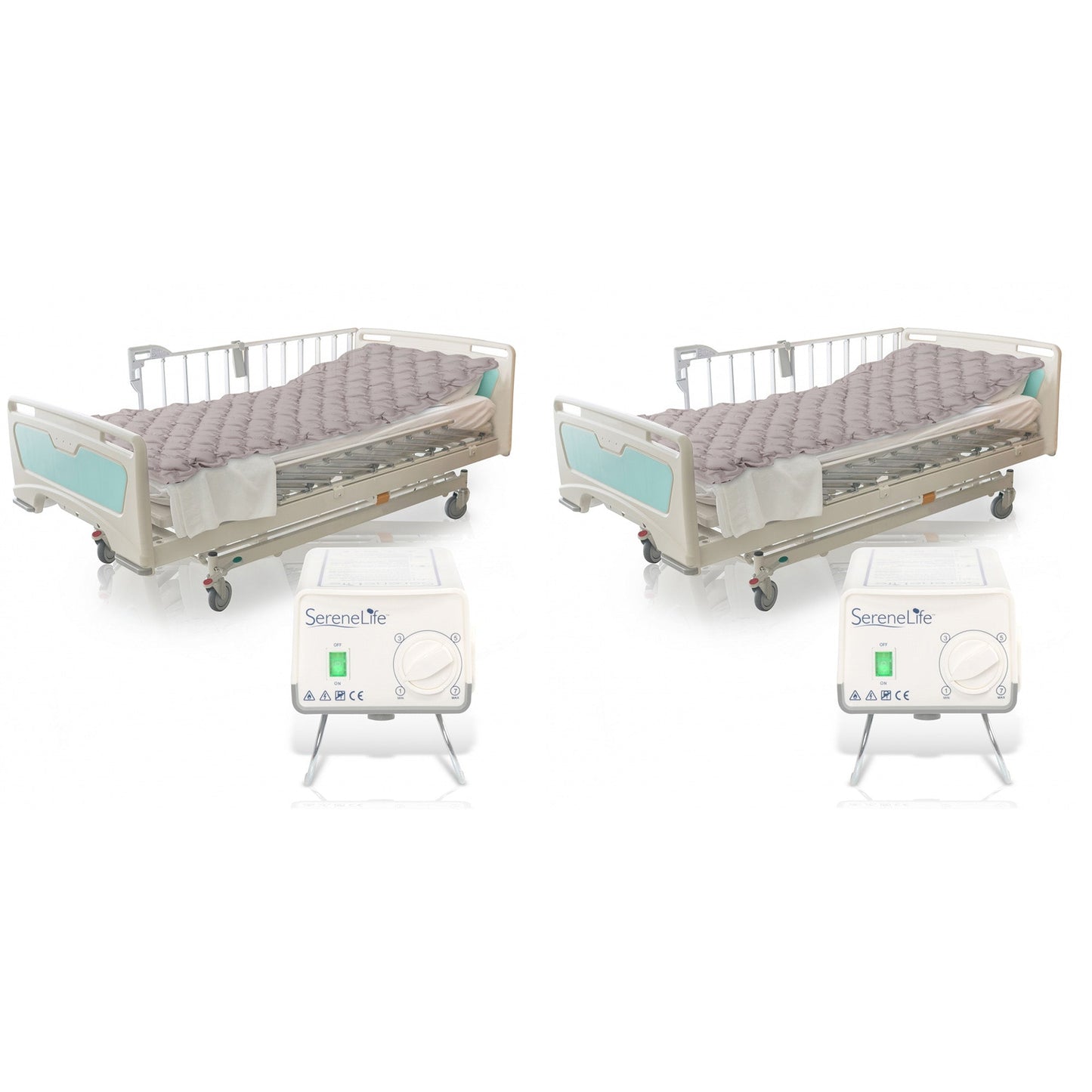 SereneLife Twin Size Inflatable Bed Bubble Pad Air Mattress w/ AC Pump (2 Pack)