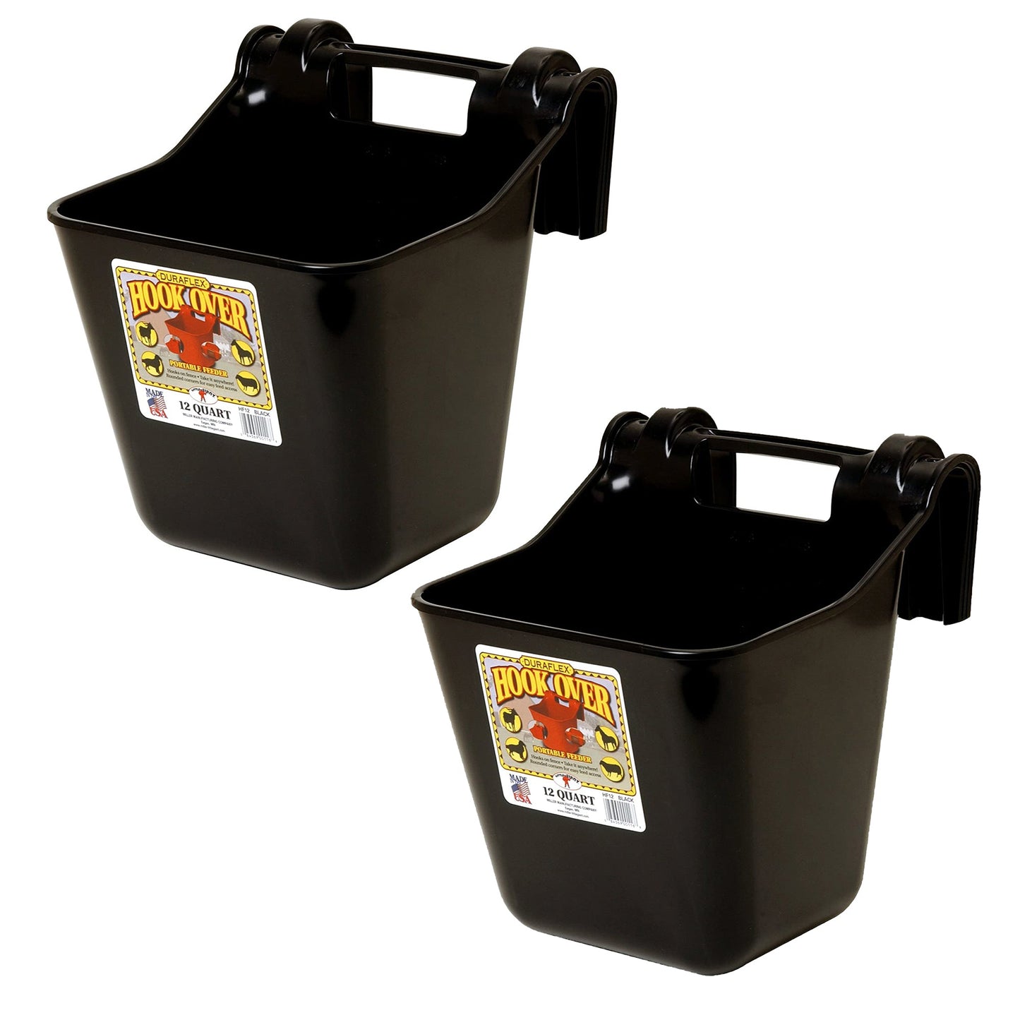 Little Giant HF12BLACK 12 Quart Mountable Plastic Hook Feeder, Black (2 Pack)