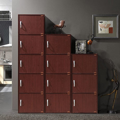 Hodedah 3 Shelf Home and Office Enclosed Organization Storage Cabinet, Mahogany