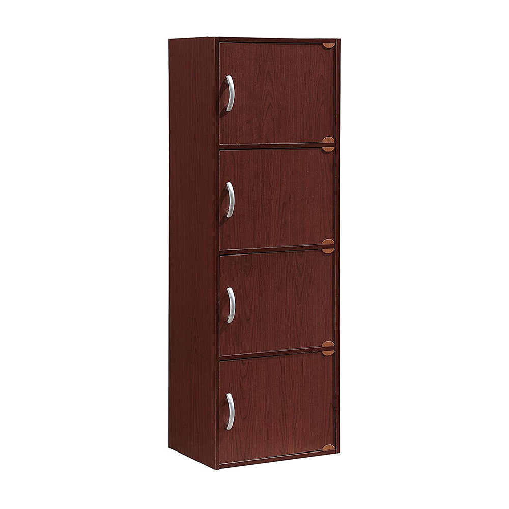 Hodedah 4 Door Enclosed Multipurpose Storage Cabinet for Home/Office, Mahogany