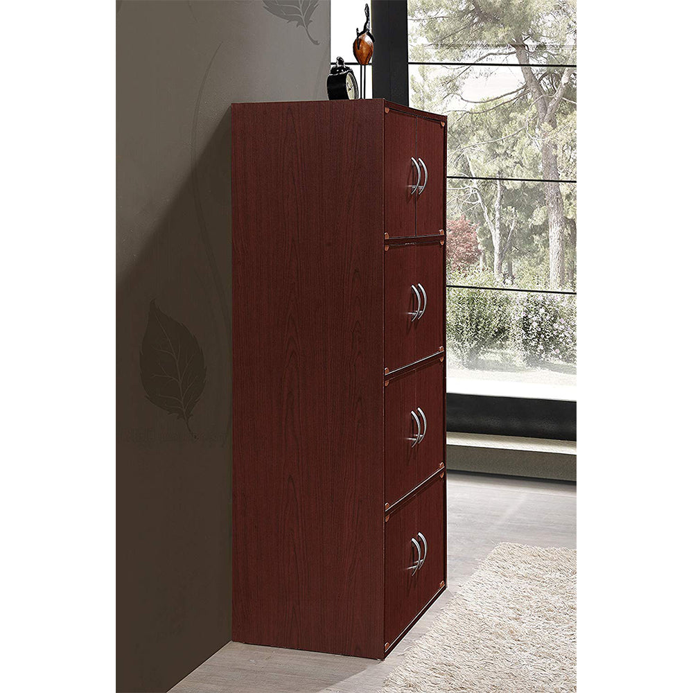 Hodedah 8 Door Enclosed Multipurpose Storage Cabinet for Home/Office, Mahogany