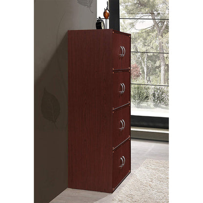 Hodedah 8 Door Enclosed Multipurpose Storage Cabinet for Home/Office, Mahogany