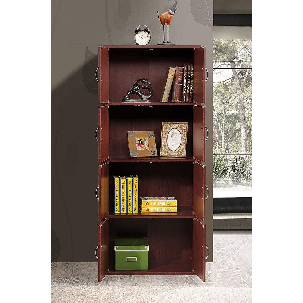 Hodedah 8 Door Enclosed Multipurpose Storage Cabinet for Home/Office, Mahogany