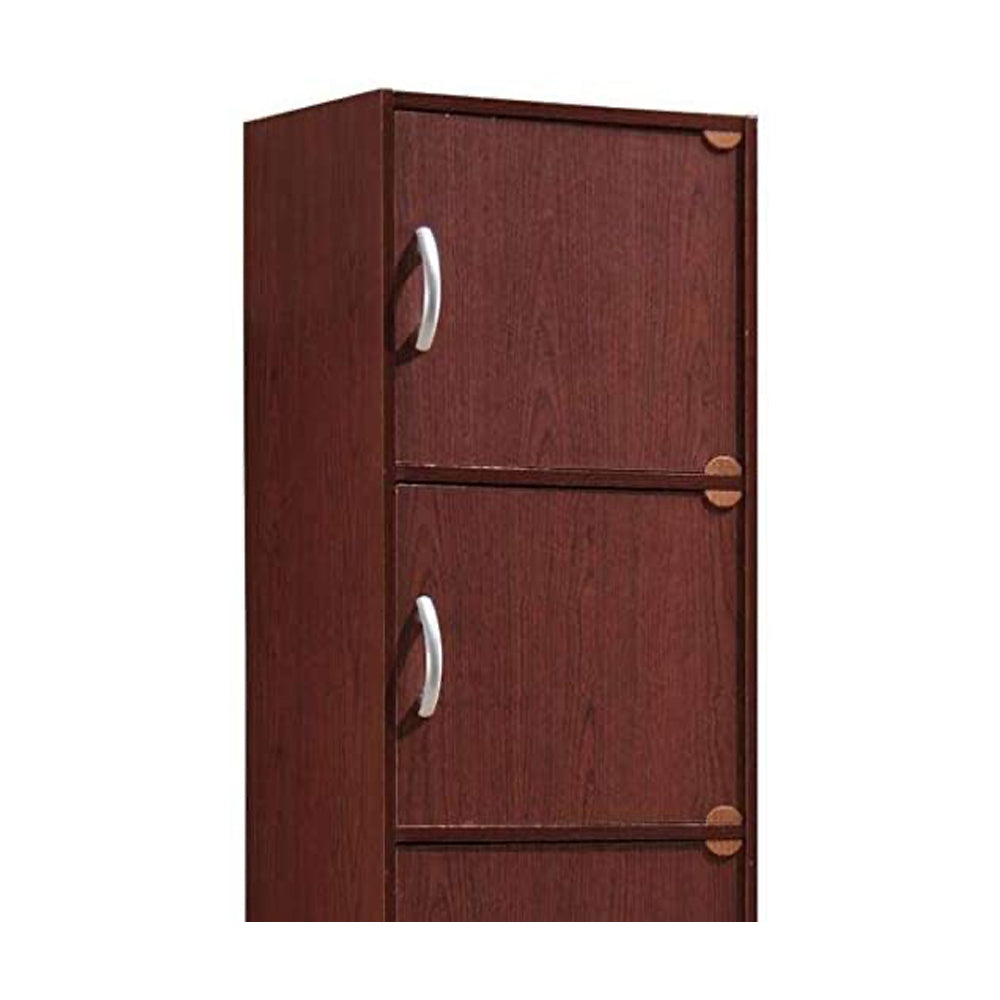 Hodedah 5 Shelf Home and Office Enclosed Organization Storage Cabinet, Mahogany