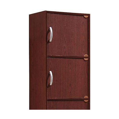 Hodedah 5 Shelf Home and Office Enclosed Organization Storage Cabinet, Mahogany