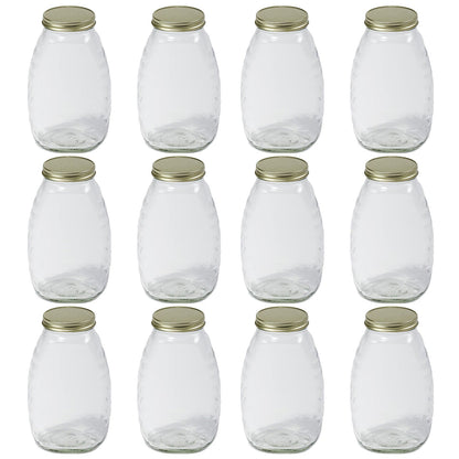 Little Giant 32 Ounce Beekeeping Honey Glass Skep Jar w/ Airtight Lid (12 Pack)