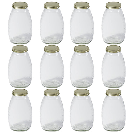 Little Giant 32 Ounce Beekeeping Honey Glass Skep Jar w/ Airtight Lid (12 Pack)