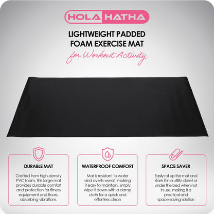 HolaHatha Lightweight Padded Foam Exercise Mat for Workout Activity, Large, Grey