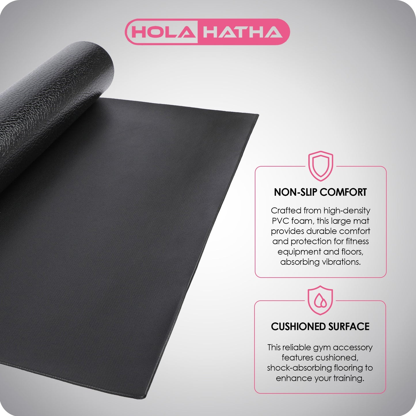 HolaHatha Lightweight Padded Foam Exercise Mat for Workout Activity, Small, Grey