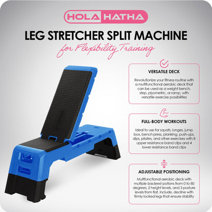 HolaHatha Multifunctional Fitness Aerobic Deck with Storage Compartment, Blue