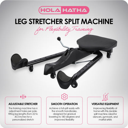 HolaHatha Leg Stretcher Split Machine for Flexibility Training, Steel, Black