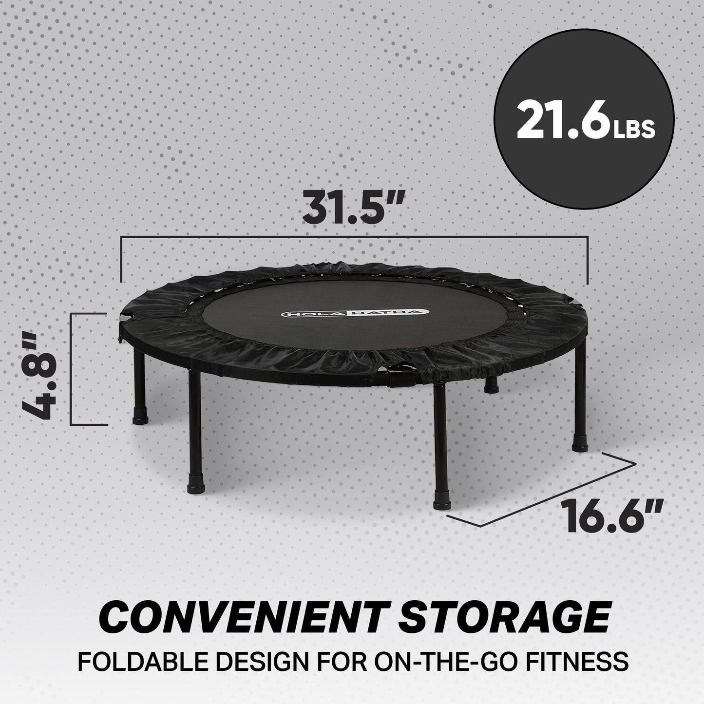 HolaHatha 40" Mini Trampoline Fitness Rebounder with Adjustable Handle, Black
