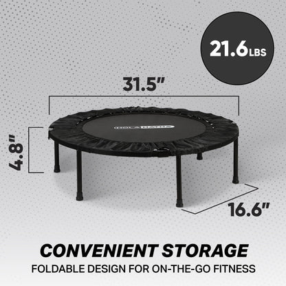 HolaHatha 40" Mini Trampoline Fitness Rebounder with Adjustable Handle, Black