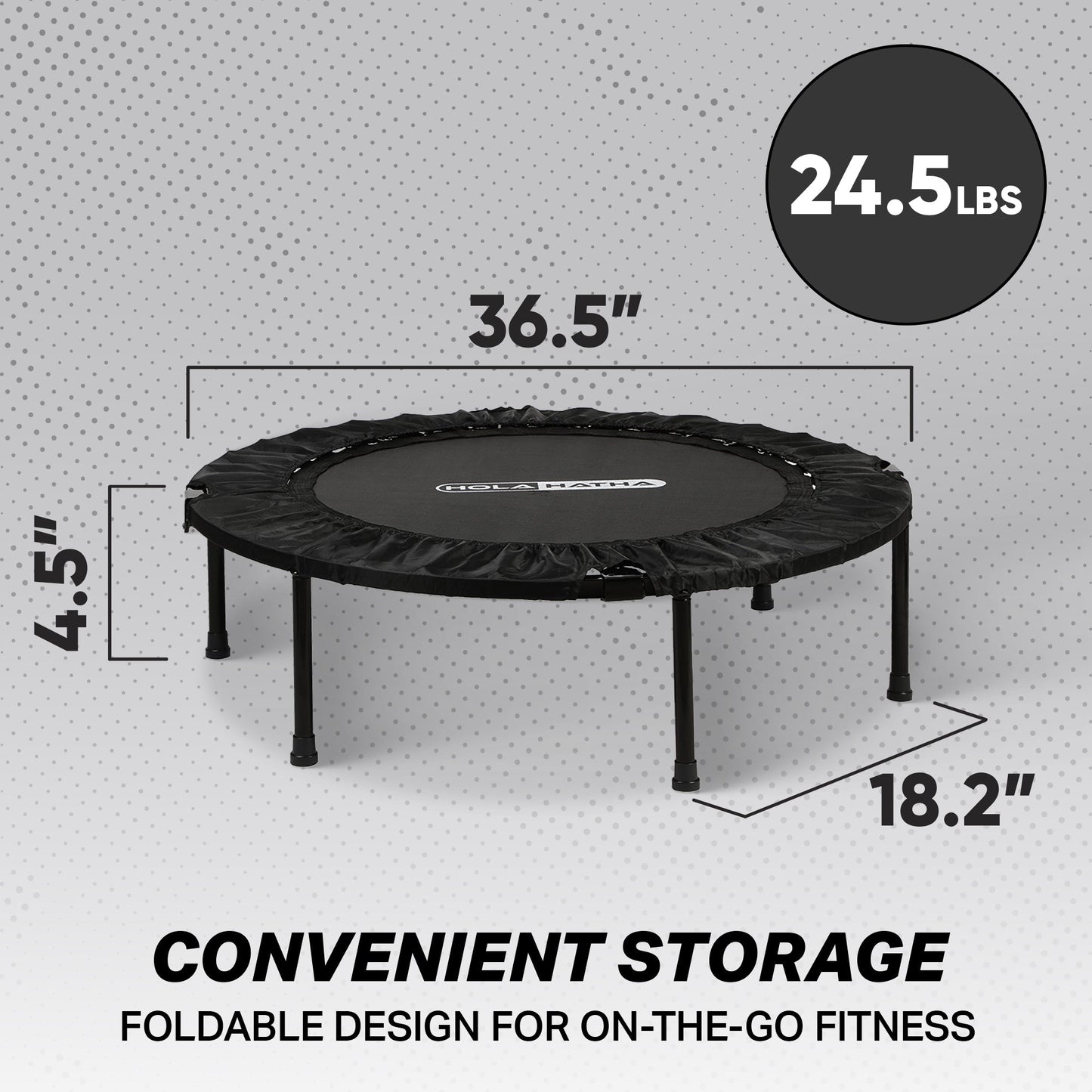 HolaHatha 48 Inch Foldable Mini Fitness Trampoline with Adjustable Handle, Black