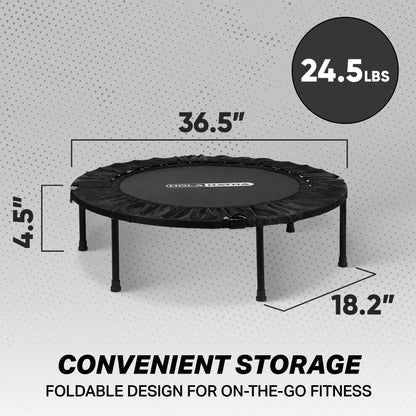 HolaHatha 48 Inch Foldable Mini Fitness Trampoline with Adjustable Handle, Black