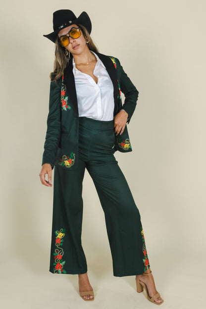 The Holiday Ham | Dark Green Holiday Placement Women's Suit Pants